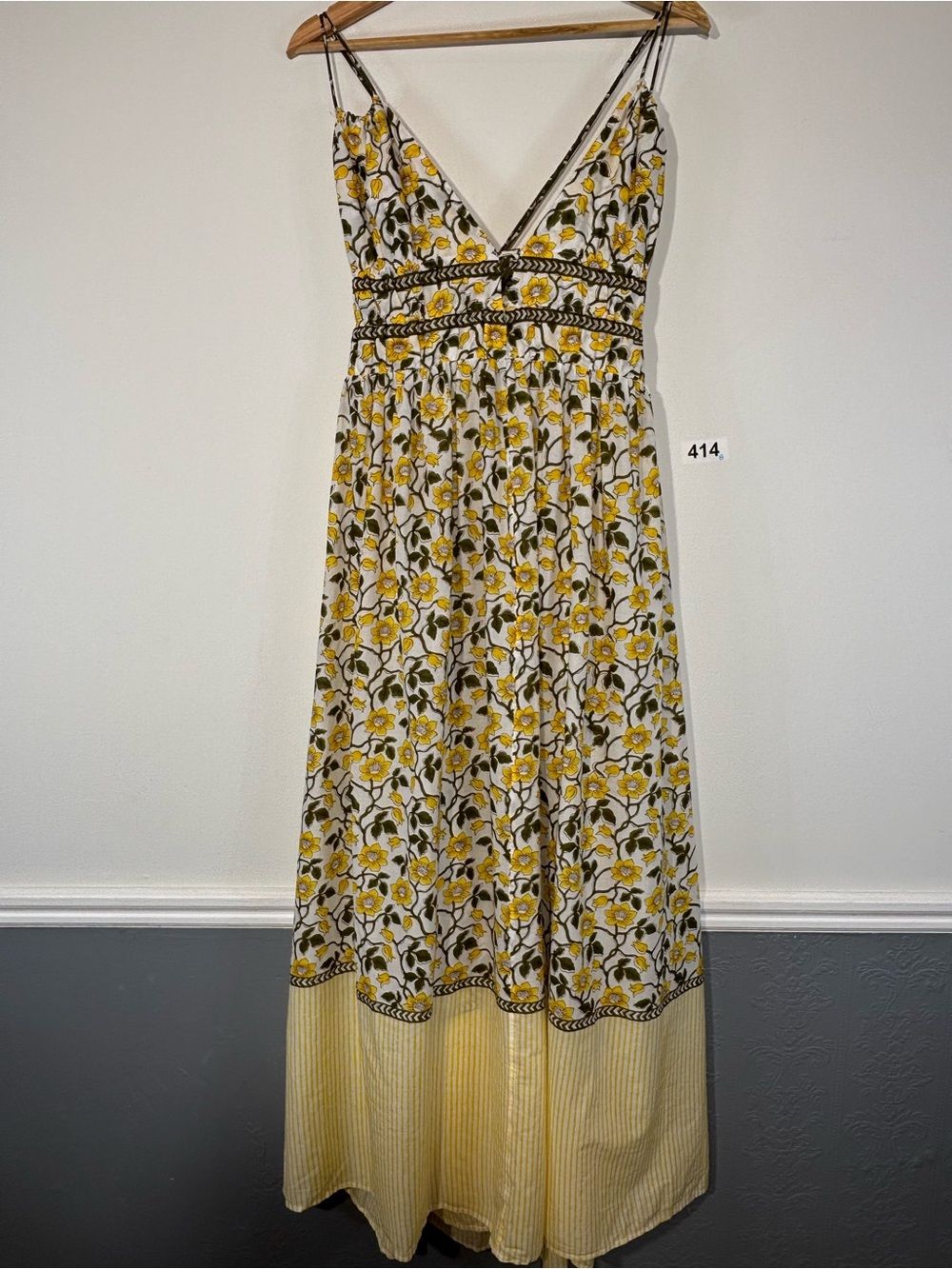 J. Crew Cotton voile plunge maxi dress in daffodil daze block print Size L - Picture 4 of 11